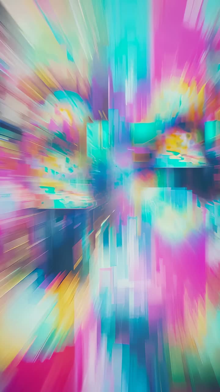 Vertical video: Spiraling abstract tunnel following frames through 3D corridor panels showing speed