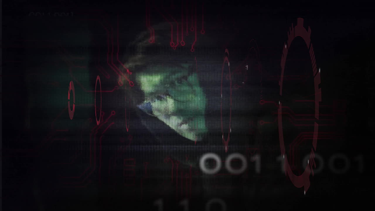 In school, student learning animation with digital circuits and binary code