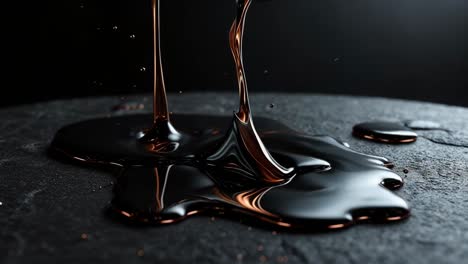 pouring liquid on dark surface