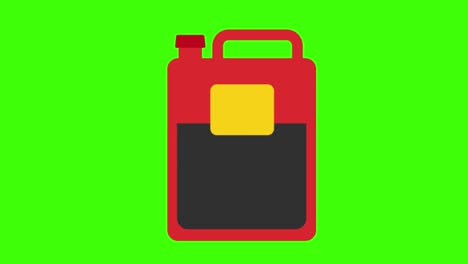 2d animated illustration of a red gas container on a green screen