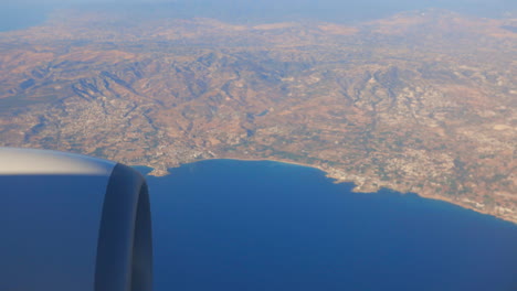 aerial view of a coastal city from an airplane