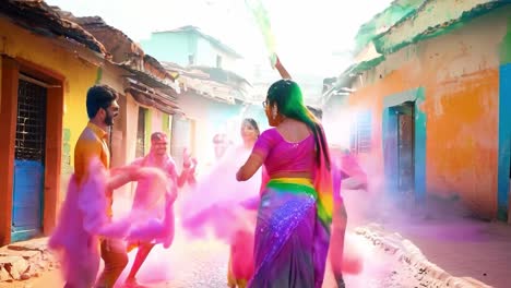 celebración del festival de holi en la india