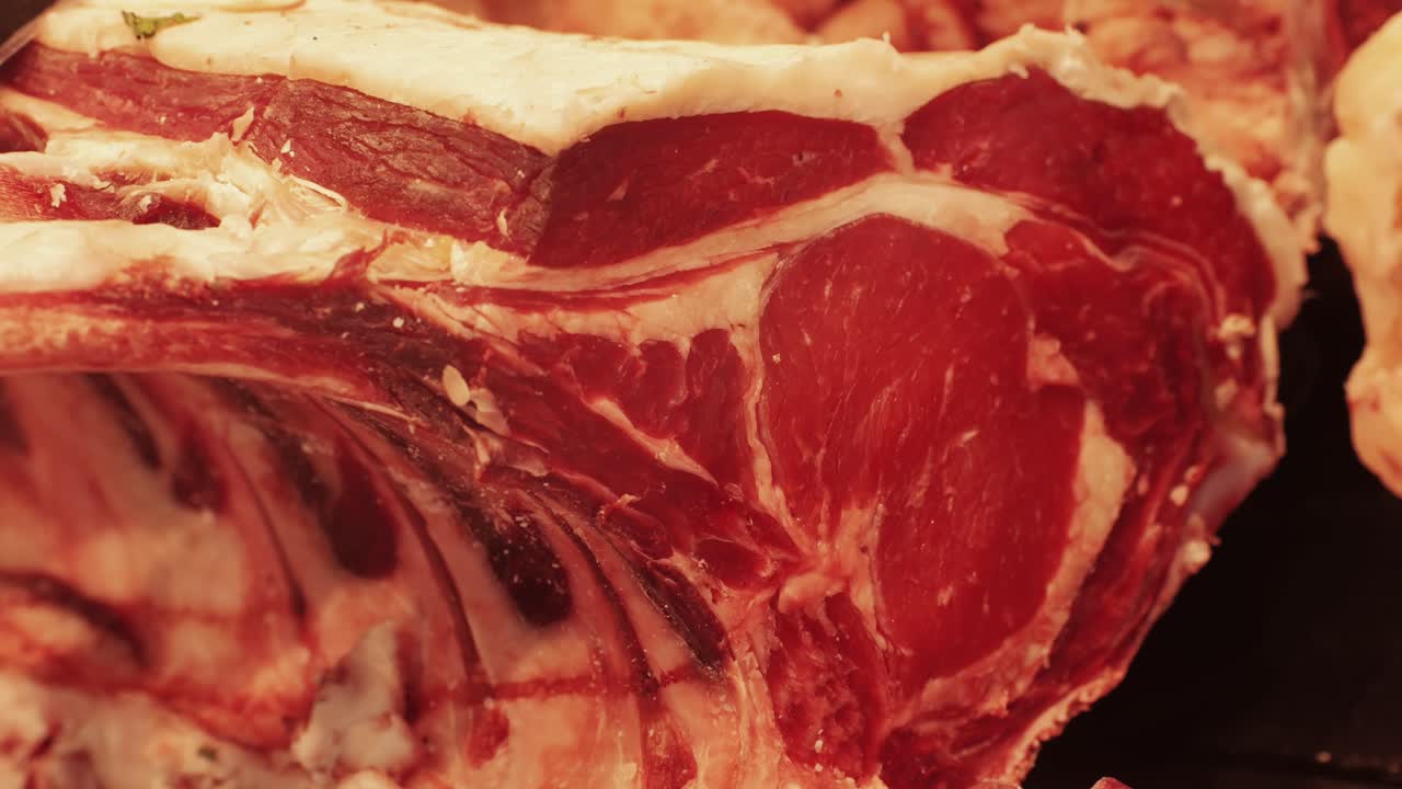 Highres image showing intricate marbling of wagyu beef, demonstrating premium quality and tenderness