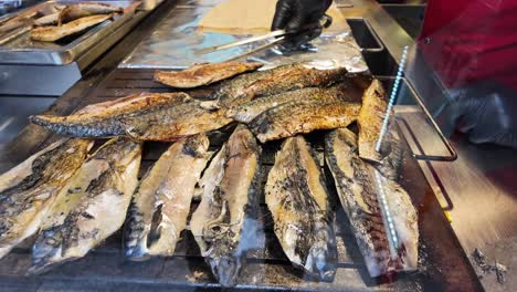 grilled mackerel at a food stall