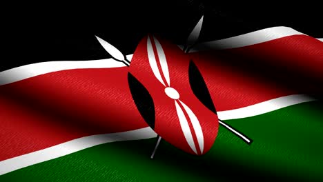bandera de kenya agitando fondo textil con textura. animación de bucle sin costuras. pantalla completa. movimiento lento. video en 4k