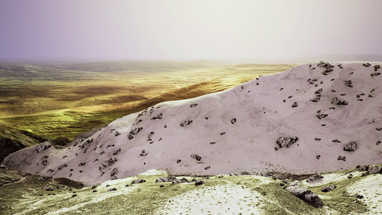 Vast landscapes contrast vibrant colors and serene textures at dusk