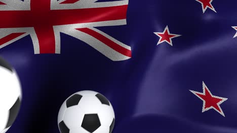 flag of new zealand with soccer balls