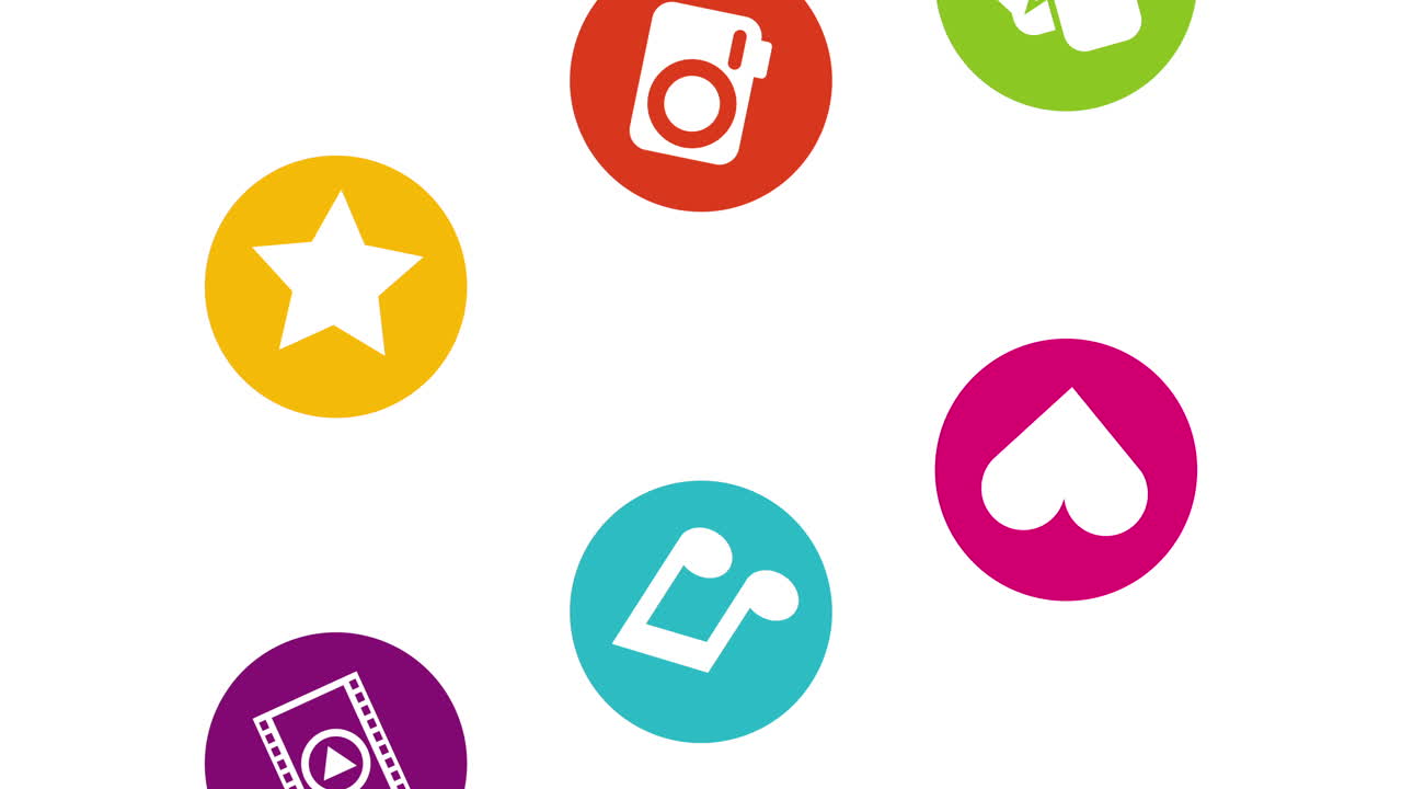 tecnología de medios sociales con iconos establecidos lluvia