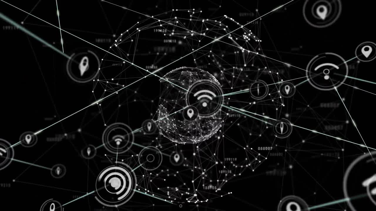 animación del globo con redes de conexiones