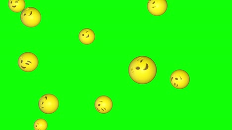 emoji emoticon winking face eye closed and one eyebrow raised falling green screen chroma key  animation 3d