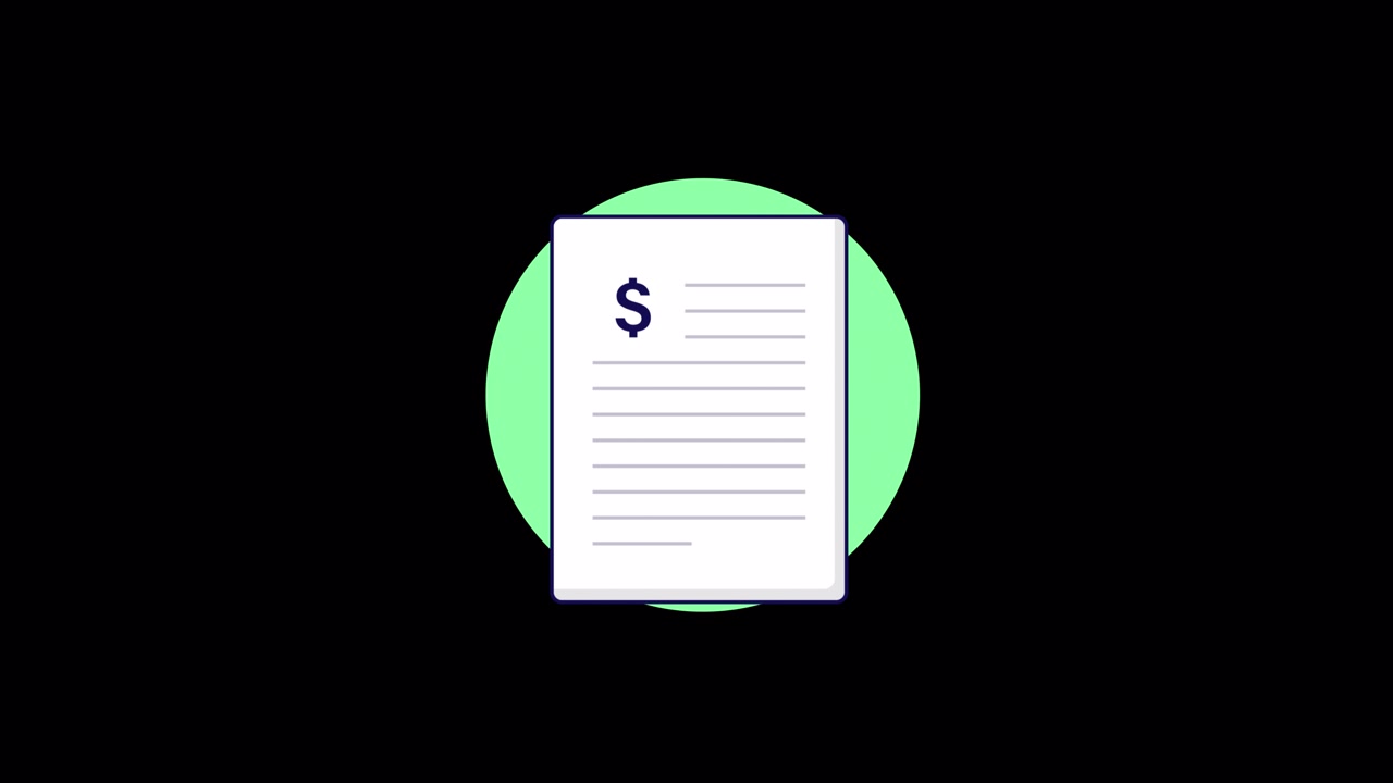 Documento Finanziario Animato con Simbolo del Dollaro e Righe di Testo