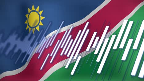 animation of data processing over flag of namibia