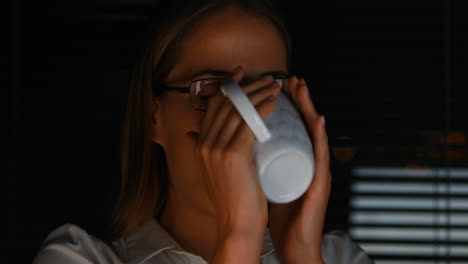 businesswoman drinking coffee