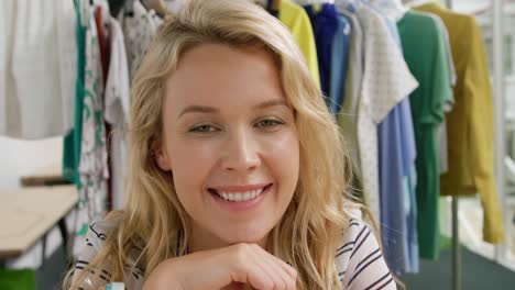 portrait of young woman in a fashion studio