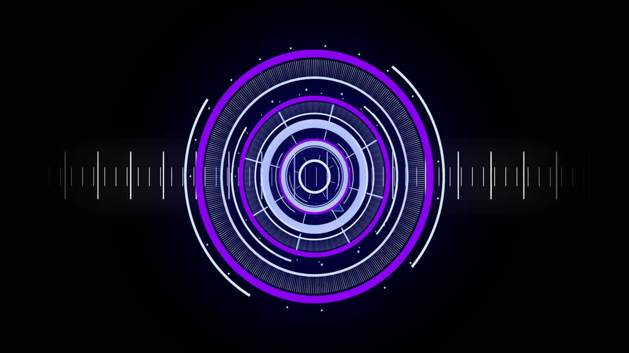 검은색 배경에서 범위 스캔과 데이터 처리의 애니메이션