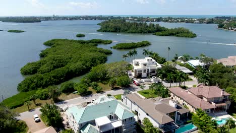 aerial view of sarasota coast and luxury villa, florida, usa