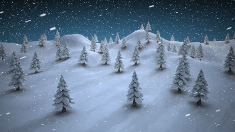 Snow-covered-Christmas-trees-on-a-snowy-landscape