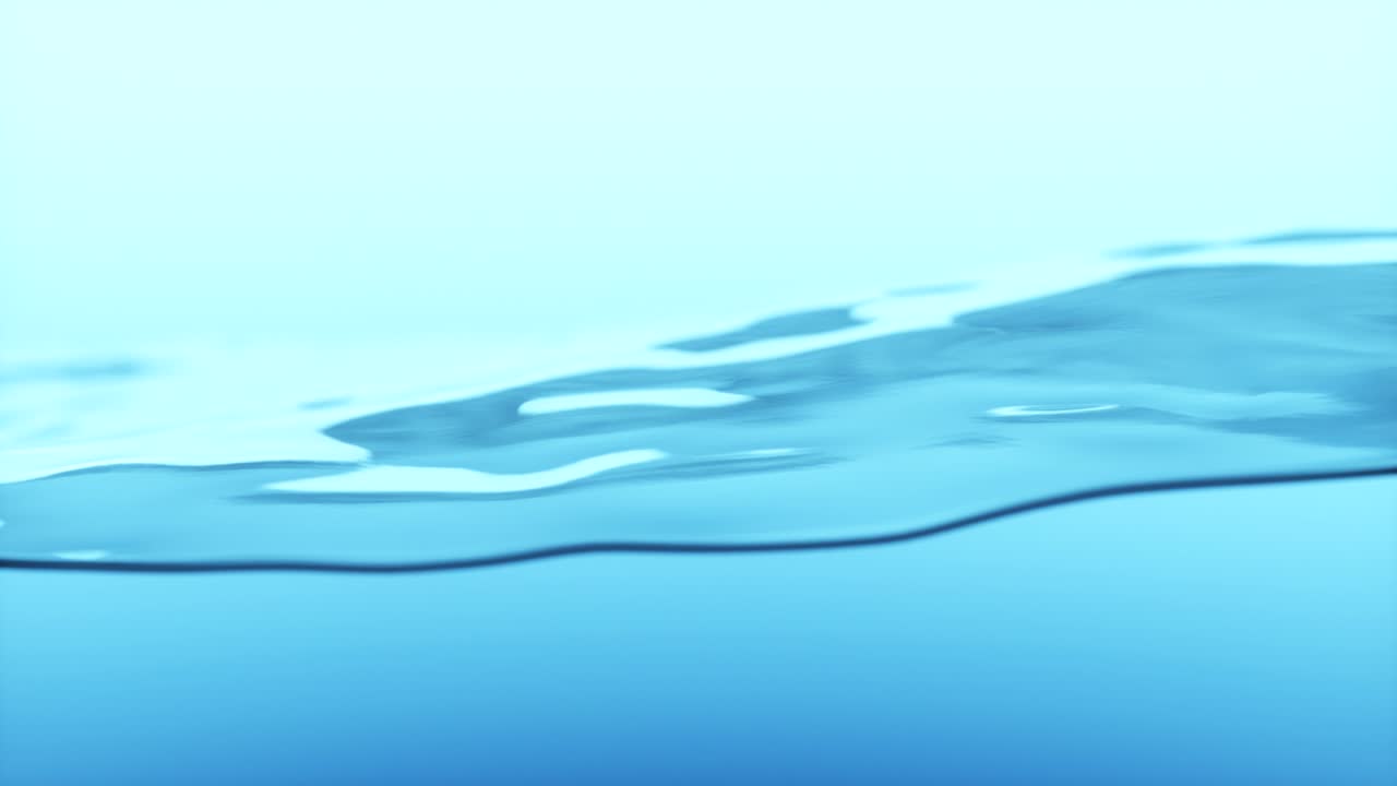 Beautiful water surface. Light blue color. Abstract background with animation waving of waterline. Seamless loop 3d render