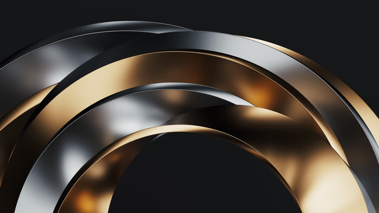 Sfondo geometrico a curve metalliche, rendering 3D
