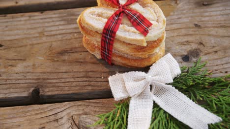 stack of sweet food tied with ribbon 4k