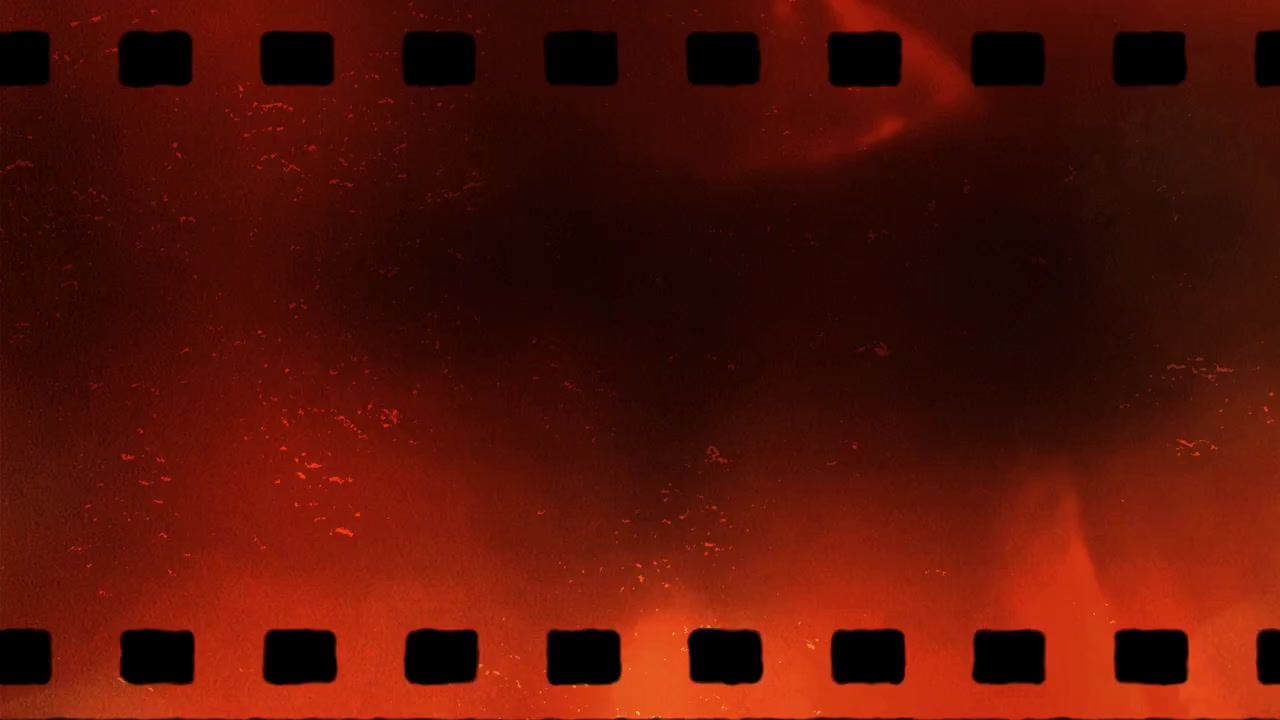 Vintage filmrulle-overlay med røde og orange lyslækager