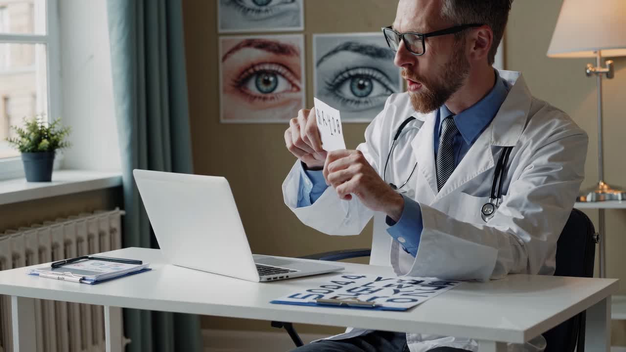 medico che esegue un esame oculare