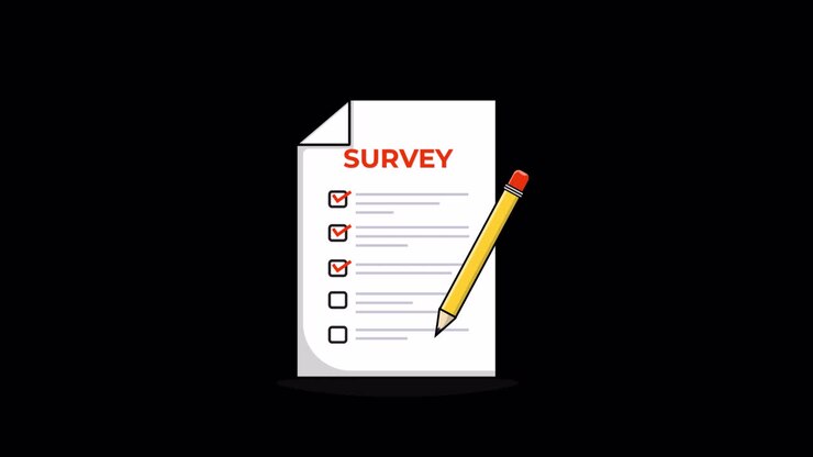 Animated Survey Document with Pencil and Checkmarks