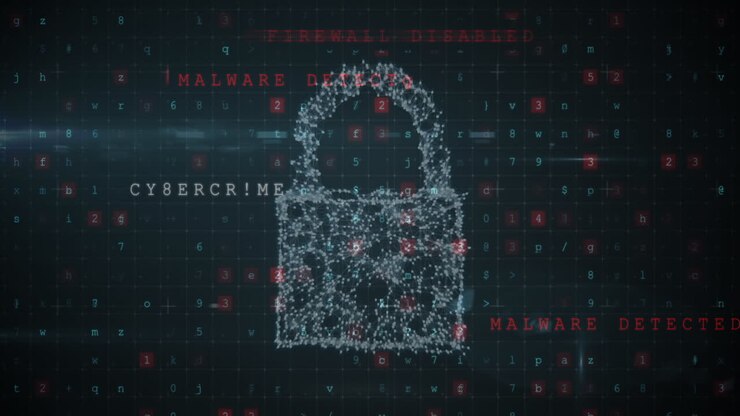Animation of scanning, numbers and online security padlock