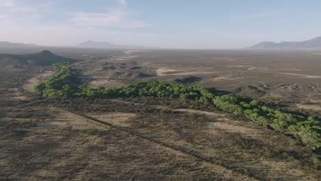 Langsame-Luftaufnahmen-Von-Einem-Bachbett-Und-Einer-Wüste-Im-Südlichen-Arizona