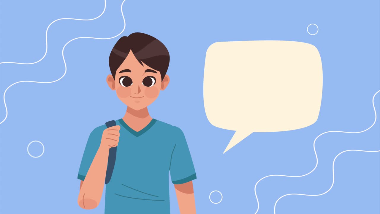joven adolescente hablando animación