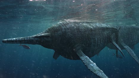 shonisaurus dinosaurios nadando, criaturas prehistóricas