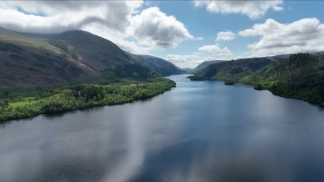 glistening waters of thirlmere lake, opening shot of the lake district, england