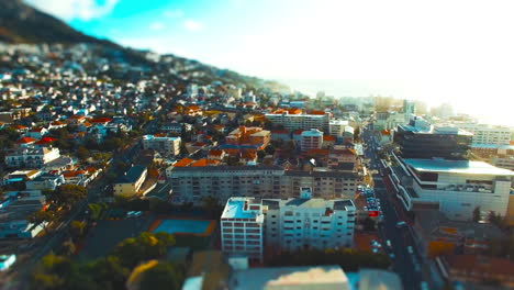 tilt-shift aerial view of cape town cityscape