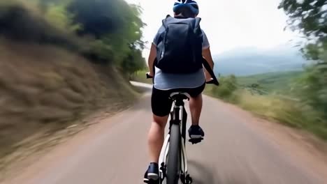 athletes ride bicycles in a park, pedaling along a scenic forest trail.