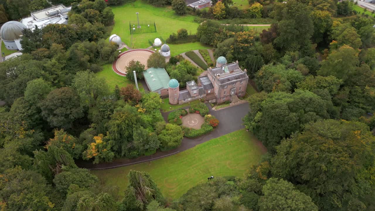 Advancing 4K 60FPS aerial of the grounds of Armagh Planetarium and the surrounding area in Northern Ireland in the UK. Produced with Rec709 color