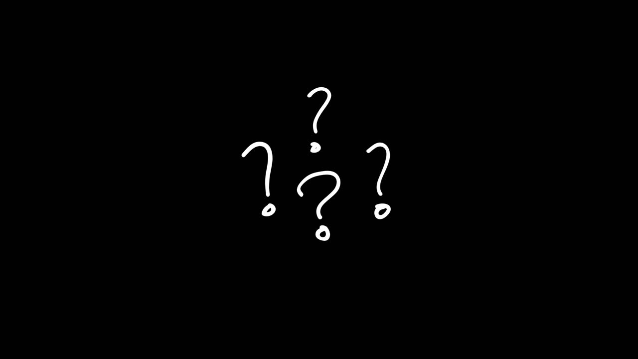 Animated Hand-Drawn Question Marks on Black Background