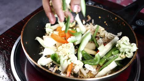 stir-frying mixed vegetables