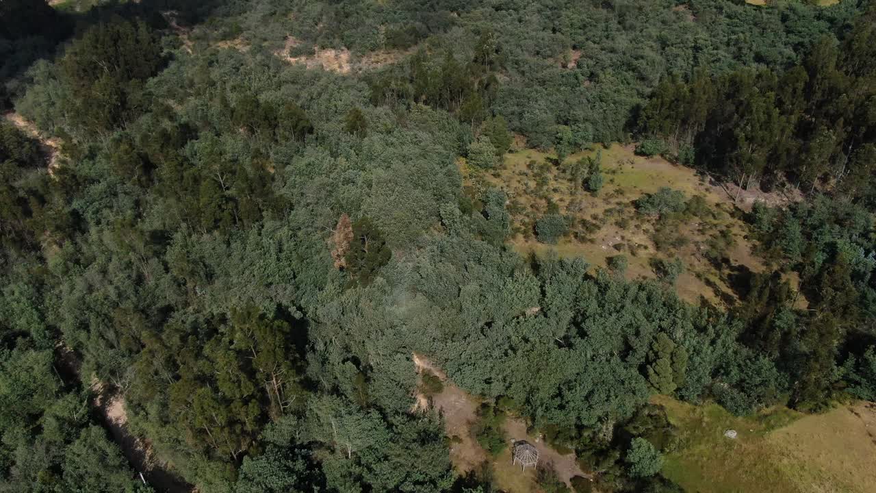 Vista aerea con drone della laguna di Guatavita in Colombia