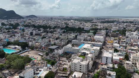 aerial views of vijayawada, a bustling city near the andhra pradesh capital of amaravati showcase its vibrant urban landscape. located in the heart of the guntur district amaravati capital.