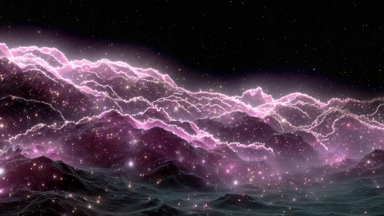 A Beautiful Cosmic Scene Showcasing Twinkling Stars and Ethereal Nebulae Over a Serene Ocean of Space, Capturing the Mystique of the Universe in Vibrant Colors