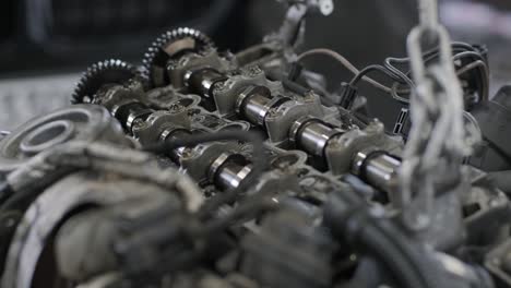 close-up of a disassembled car engine