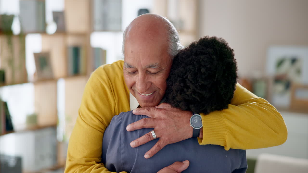 A heartwarming hug between a grandfather and grandchild