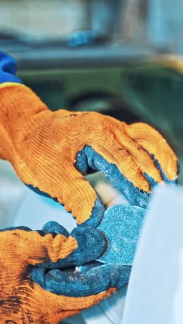 industrial worker at factory on granite manufacture