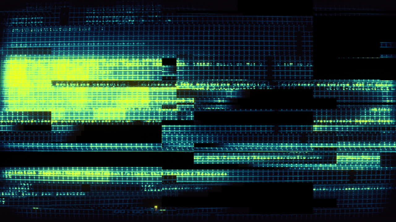 Abstract Digital Glitch Screen with Flickering Data and Noise