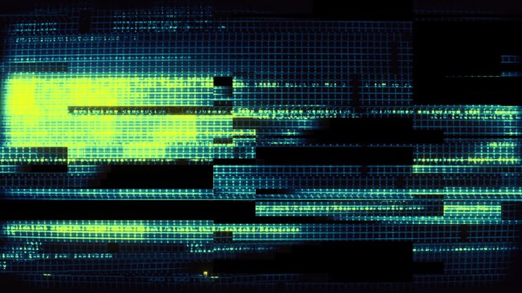 Abstract Digital Glitch Screen with Flickering Data and Noise