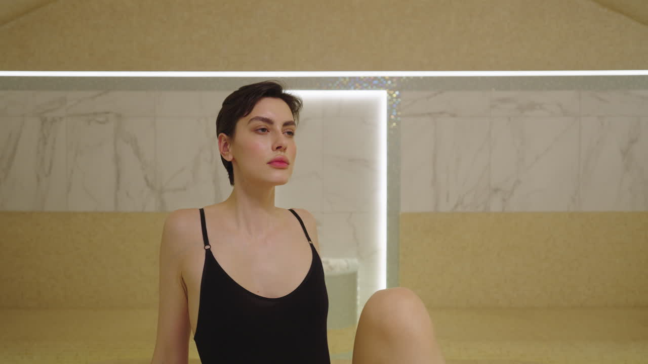 Woman Relaxing in a Modern Spa