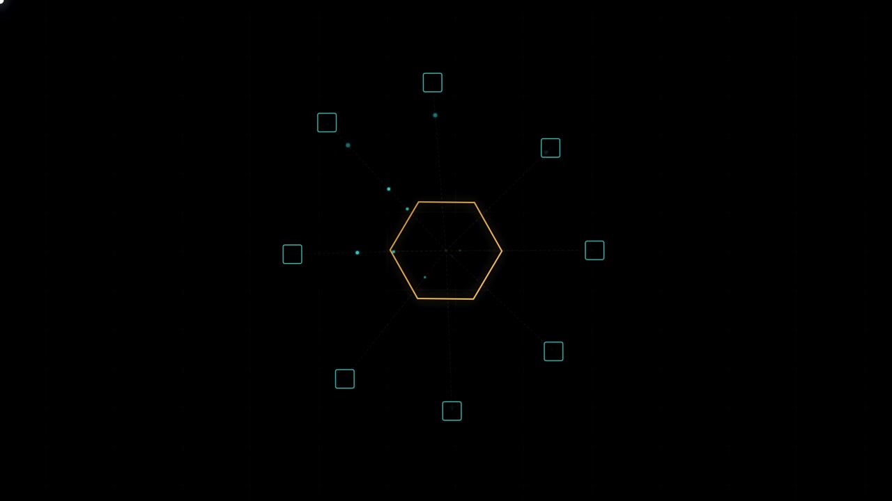 Abstract Digital Hexagon Interface with Pulsing Data Nodes