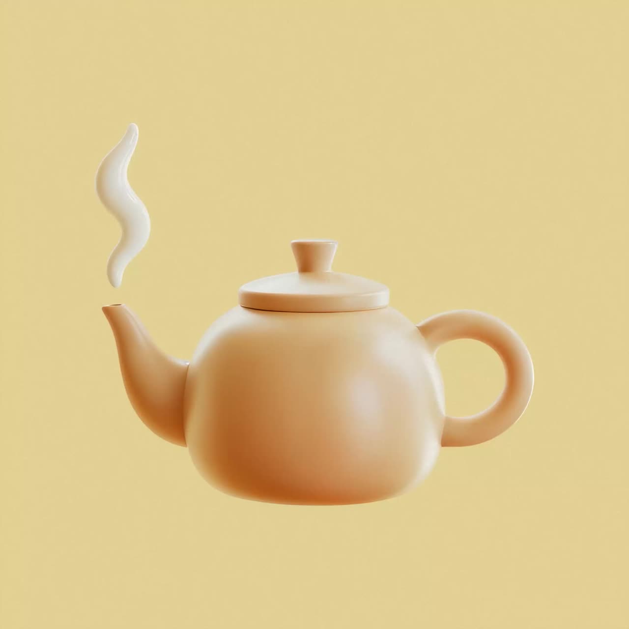 Stylized Steaming Teapot on Yellow Background
