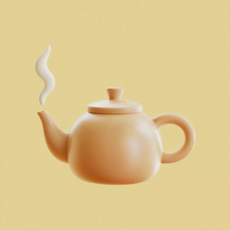 stylized steaming teapot on yellow background