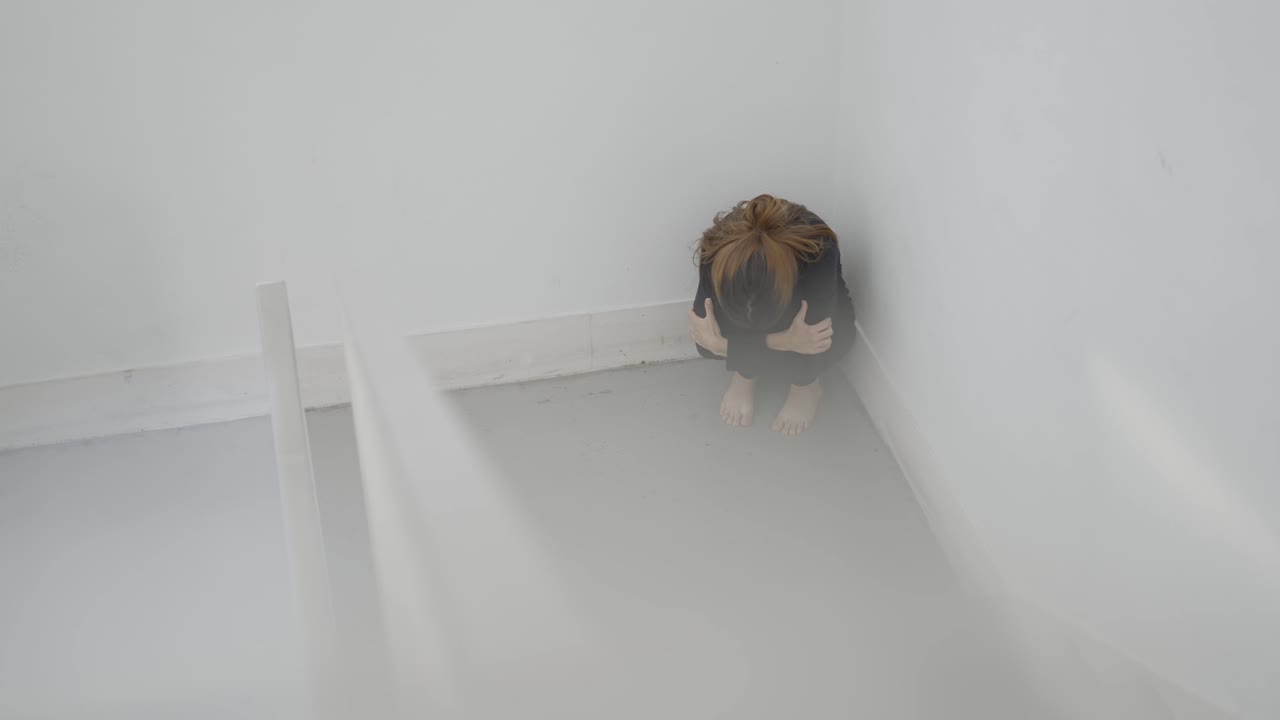 A person in a corner